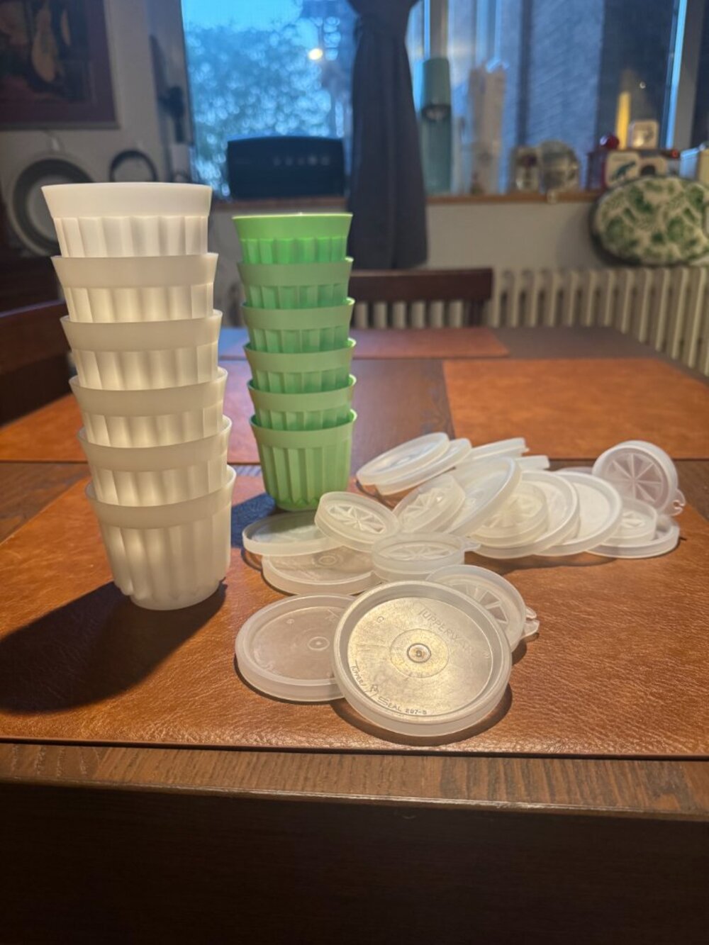 1970's Vintage Tupperware Jel-Ette Gelatin Molds - Complete 12 Cups & 24 Lids